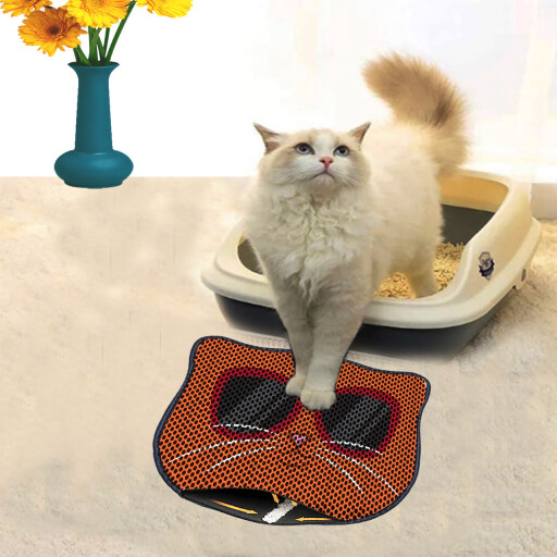Covoras litiera pentru colectarea granulelor de nisip, Paws &amp; Whiskers, Kdkafa0234, 50% PVC/50% poliester, Multicolor