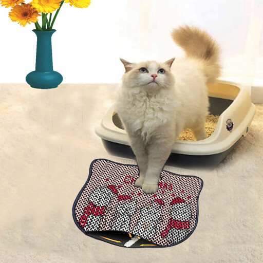 Covoras litiera pentru colectarea granulelor de nisip, Paws &amp; Whiskers, Kdkafa0240, 50% PVC/50% poliester, Multicolor