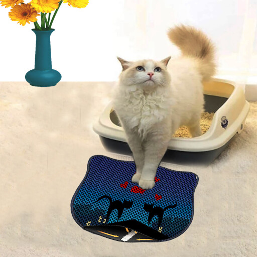 Covoras litiera pentru colectarea granulelor de nisip, Paws &amp; Whiskers, Kdkafa0246, 50% PVC/50% poliester, Multicolor
