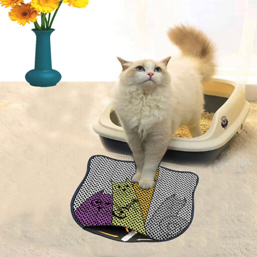 Covoras litiera pentru colectarea granulelor de nisip, Paws &amp; Whiskers, Kdkafa0250, 50% PVC/50% poliester, Multicolor