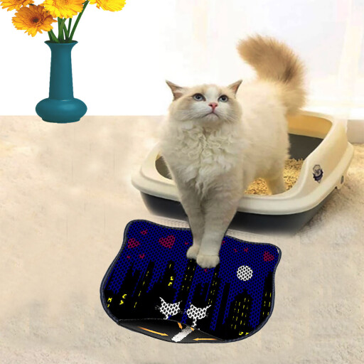 Covoras litiera pentru colectarea granulelor de nisip, Paws &amp; Whiskers, Kdkafa0254, 50% PVC/50% poliester, Multicolor