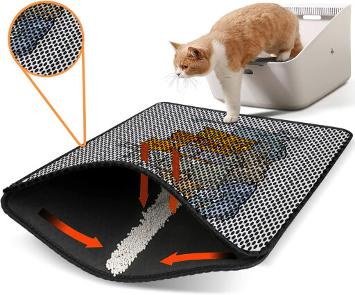 Covoras litiera pentru colectarea granulelor de nisip, Paws &amp; Whiskers, Nrszn0013, 50% PVC/50% poliester, Multicolor
