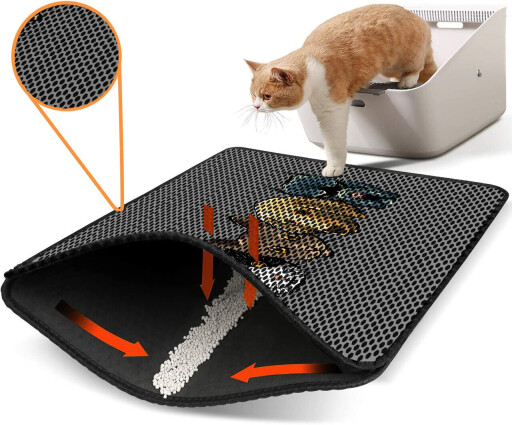 Covoras litiera pentru colectarea granulelor de nisip, Paws &amp; Whiskers, Nrszn0022, 50% PVC/50% poliester, Multicolor