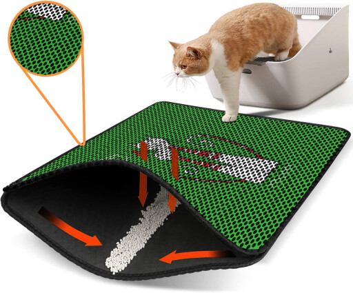 Covoras litiera pentru colectarea granulelor de nisip, Paws &amp; Whiskers, Nrszn0032, 50% PVC/50% poliester, Multicolor
