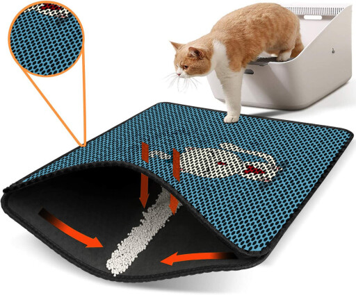 Covoras litiera pentru colectarea granulelor de nisip, Paws &amp; Whiskers, Nrszn0034, 50% PVC/50% poliester, Multicolor