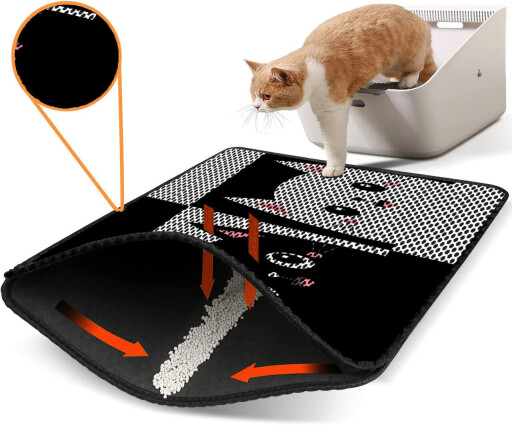 Covoras litiera pentru colectarea granulelor de nisip, Paws &amp; Whiskers, Nrszn0051, 50% PVC/50% poliester, Multicolor