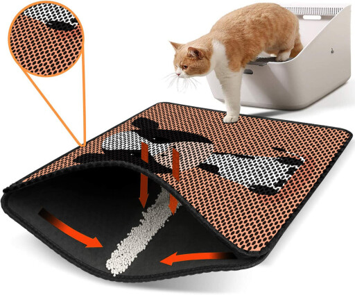 Covoras litiera pentru colectarea granulelor de nisip, Paws &amp; Whiskers, Nrszn0076, 50% PVC/50% poliester, Multicolor