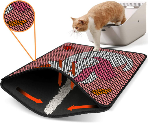 Covoras litiera pentru colectarea granulelor de nisip, Paws &amp; Whiskers, Nrszn0084, 50% PVC/50% poliester, Multicolor