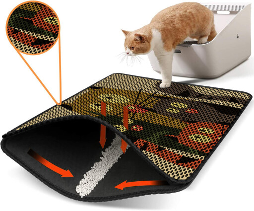 Covoras litiera pentru colectarea granulelor de nisip, Paws &amp; Whiskers, Nrszn0094, 50% PVC/50% poliester, Multicolor