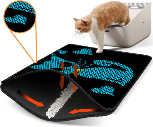 Covoras litiera pentru colectarea granulelor de nisip, Paws &amp; Whiskers, Nrszn0135, 50% PVC/50% poliester, Multicolor