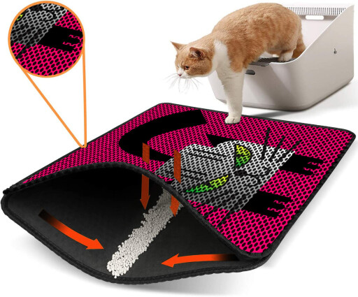 Covoras litiera pentru colectarea granulelor de nisip, Paws &amp; Whiskers, Nrszn0182, 50% PVC/50% poliester, Multicolor