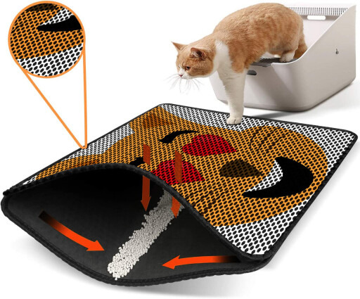 Covoras litiera pentru colectarea granulelor de nisip, Paws &amp; Whiskers, Nrszn0189, 50% PVC/50% poliester, Multicolor