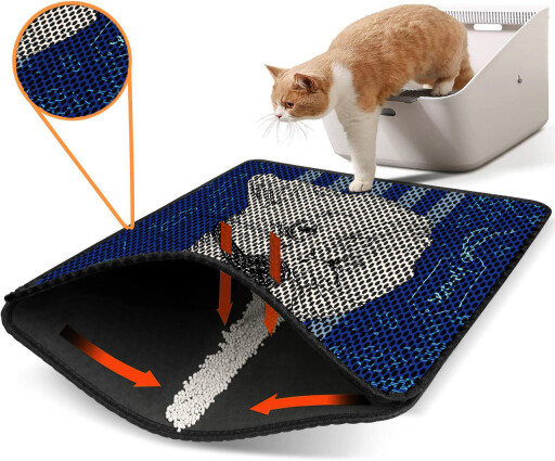 Covoras litiera pentru colectarea granulelor de nisip, Paws &amp; Whiskers, Nrszn0206, 50% PVC/50% poliester, Multicolor