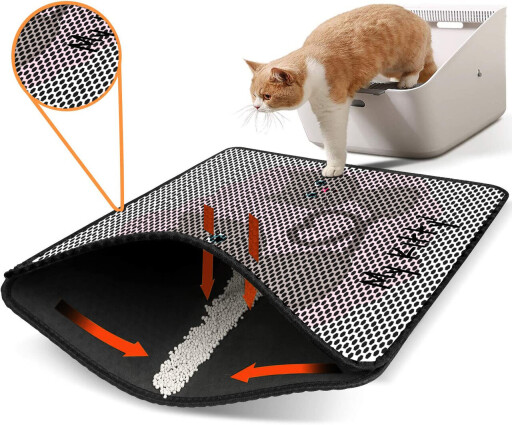Covoras litiera pentru colectarea granulelor de nisip, Paws &amp; Whiskers, Nrszn0213, 50% PVC/50% poliester, Multicolor