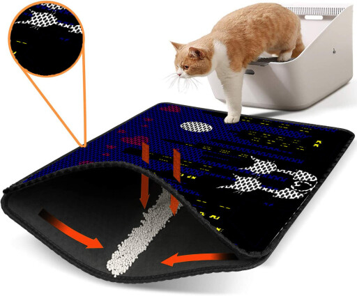 Covoras litiera pentru colectarea granulelor de nisip, Paws &amp; Whiskers, Nrszn0254, 50% PVC/50% poliester, Multicolor