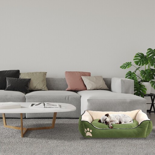 Pat pentru animale de companie, Paws &amp; Whiskers, Lucy Dog &amp; Cat S, Material exterior: 100% poliester, Verde / Ecru