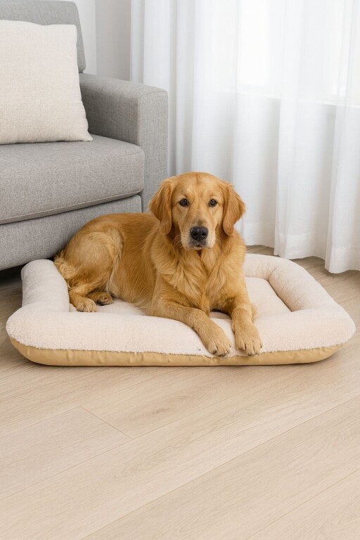 Pat pentru animale de companie, Paws &amp; Whiskers, Sally Dog 75 x 95, Material exterior: 100% poliester, Bej