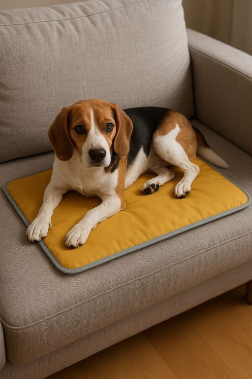 Pat pentru animale de companie, Paws &amp; Whiskers, Thermo Mat 60 x 80, Material exterior: 100% poliester, Galben