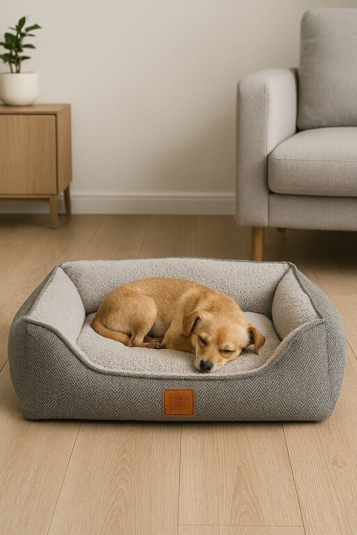 Pat pentru animale de companie, Paws &amp; Whiskers, Zeus 80 x 100, Material exterior: 100% poliester, Gri