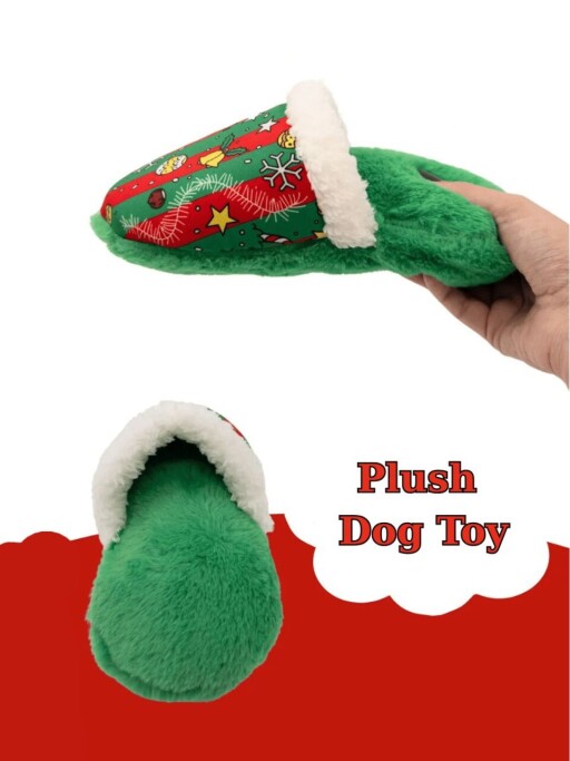 Jucărie pentru câini, Paws &amp; Whiskers, Havhav 1011, 100% MATERIAL TEXTIL PLUȘOS, Verde/Roșu