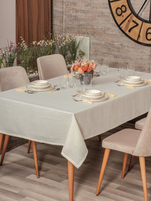Fata de masa, L'essentiel Maison, Plain 160, Poliester, Crem