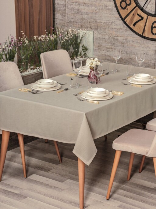 Fata de masa, L'essentiel Maison, Plain 220, Poliester, Bej