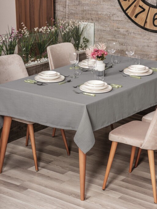 Fata de masa, L'essentiel Maison, Plain 220, Poliester, Gri