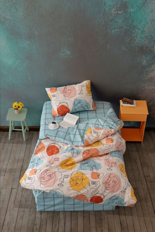 Lenjerie de pat pentru o persoana, L'essentiel Maison, Modern, Bumbac Ranforce, Verde menta