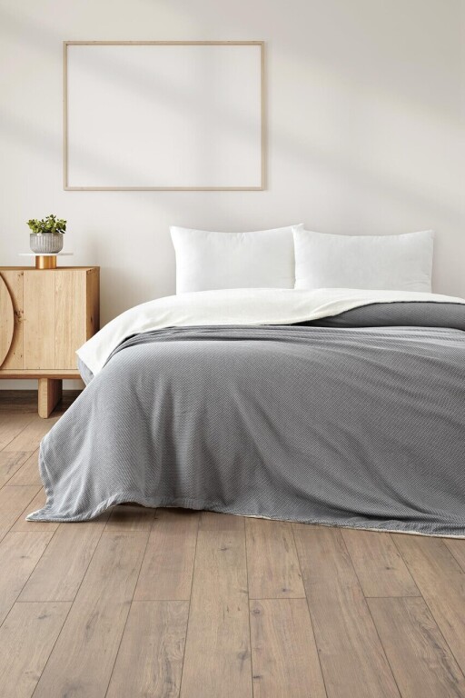 Patura Single, L'essentiel Maison, Likya, Amestec bumbac, Gri