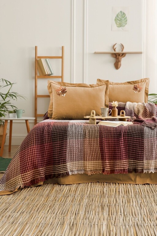 Set cuvertura pique dubla, L'essentiel Maison, Floransa, Bumbac, Galben mustar