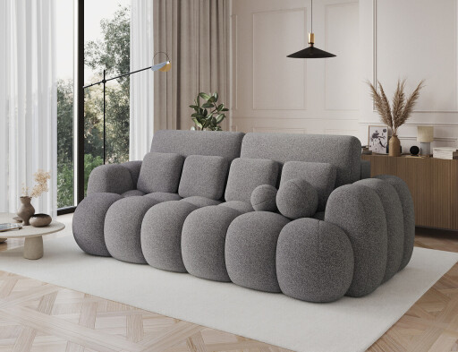 Canapea extensibila 3 locuri ELTAP, Cotonn, 256x119x105 cm, lemn/poliester, gri inchis