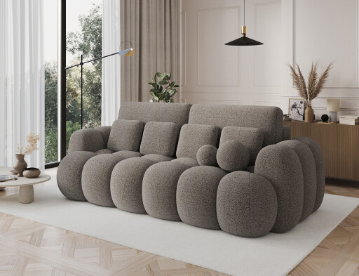 Canapea extensibila 3 locuri ELTAP, Cotonn, 256x119x105 cm, lemn/poliester, maro