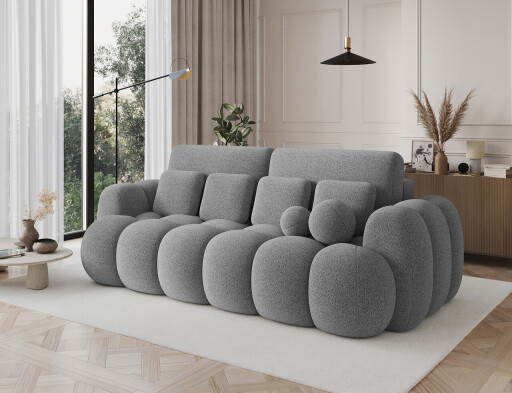 Canapea extensibila 3 locuri ELTAP, Cotonn, 256x119x105 cm, lemn/poliester, gri