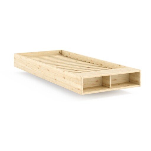 Pat în culoare naturală din lemn de pin fără tăblie cu somieră 90x200 cm Merge – Karup