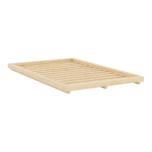 Pat în culoare naturală din lemn de pin fără tăblie cu somieră 120x200 cm Dock – Karup