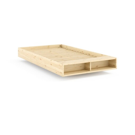 Pat în culoare naturală din lemn de pin fără tăblie cu somieră 120x200 cm Merge – Karup