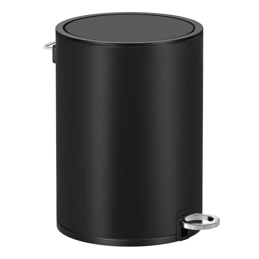 Cos de gunoi cu pedala 3L, Songmics, 23.8x18.8x25.7 cm, otel/plastic, negru