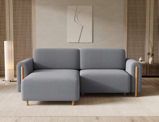 Coltar extensibil stanga 3 locuri ELTAP, LT-O-05CAL, Acossta, 244x154x95 cm, lemn/poliester, gri/natur