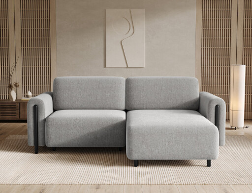 Coltar extensibil dreapta 3 locuri ELTAP, RT-BL-04AMO, Acossta, 244x154x95 cm, lemn/poliester, gri deschis/negru