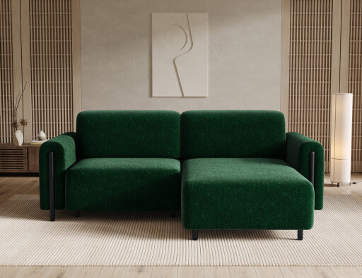 Coltar extensibil dreapta 3 locuri ELTAP, RT-BL-35AMO, Acossta, 244x154x95 cm, lemn/poliester, verde inchis/negru