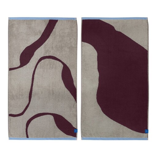 Prosoape burgundy/grej 2 buc. din bumbac organic din frotir 50x90 cm Nova Arte – Mette Ditmer Denmark
