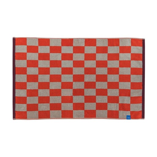 Covoraș de baie portocaliu/bej pentru duș din bumbac organic 50x80 cm Retro – Mette Ditmer Denmark