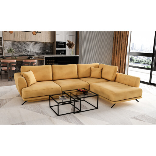Coltar extensibil dreapta 4 locuri ELTAP, RT-45LO, Larde, 286x191x90 cm, lemn/poliester, galben