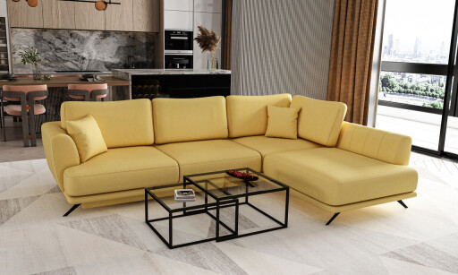 Coltar extensibil dreapta 4 locuri ELTAP, RT-45SA, Larde, 286x191x90 cm, lemn/poliester, galben