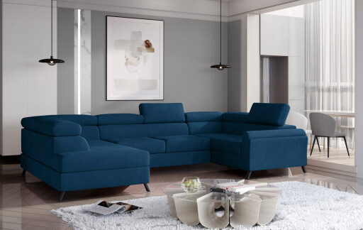 Coltar extensibil stanga 4 locuri ELTAP, Esc-10, Escada, 336x200x92 cm, lemn/poliester, albastru inchis
