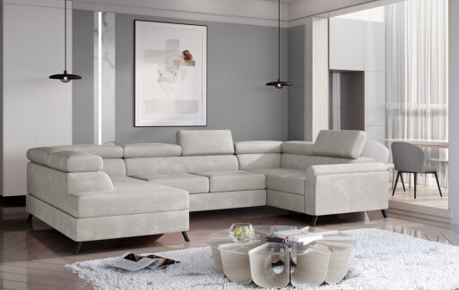 Coltar extensibil stanga 4 locuri ELTAP, Esc-13, Escada, 336x200x92 cm, lemn/poliester, bej deschis
