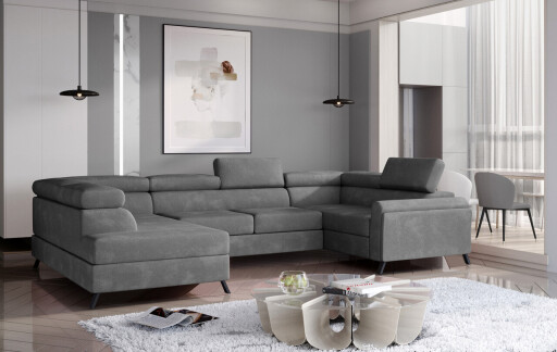 Coltar extensibil stanga 4 locuri ELTAP, Esc-15, Escada, 336x200x92 cm, lemn/poliester, gri inchis