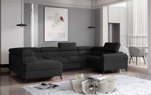 Coltar extensibil stanga 4 locuri ELTAP, Esc-24, Escada, 336x200x92 cm, lemn/poliester, negru