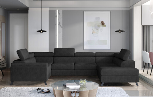 Coltar extensibil dreapta 4 locuri ELTAP, Esc-27, Escada, 336x200x92 cm, lemn/poliester, gri inchis