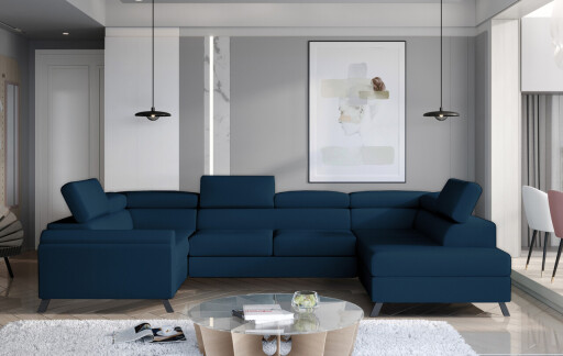 Coltar extensibil dreapta 4 locuri ELTAP, Esc-34, Escada, 336x200x92 cm, lemn/poliester, albastru inchis